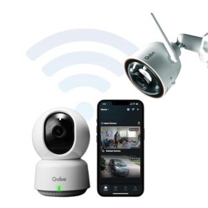 Smart Outdoor Bullet + 360° Indoor CCTV Camera Combo | 3MP 2K Resolution | WiFi | AI Person Detection | NightPulse Vision | 1 TB SD Card + Cloud Backup | 2-Way Talk | App Control | Alexa & Google