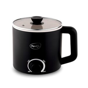 Multi-Cook Kettle 1.5L, Egg Rack - Black | Double Layered | Food Grade Stainless Steel Inner wall | Glass Lid | Auto Shut-off（Black）