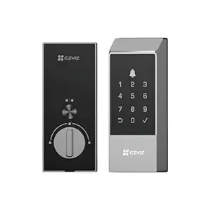 Smart Door Lock| Passcode Unlocking|Mechanical Key | Auto Lock |Remote EZVIZ App Unlocking & Controls|Break in Detection|20-65mm Door Thickness|Anti-Peeping Codes|Black