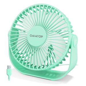 USB Desk Fan - 3 Speeds Portable Small 5.5 Inch Quiet Table Fan With Strong Airflow, 90° Rotate Personal Cooling for Bedroom Home Office Desktop Travel (Green)