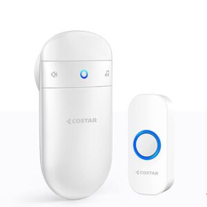 Wireless Door Bell Kits Chime For Home Office With LED Light 300 Meter 1000 Feet Operating Range 32 Ringtones 5 Levels Volume,1 Receiver&1 Push Button Ip44 Waterproof(White)
