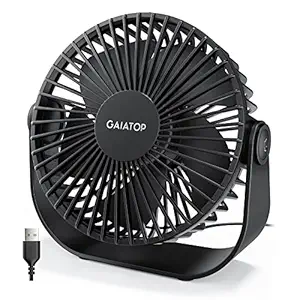 USB Desk Fan, 3 Speeds Portable Small Fan with Strong Airflow, 5.5 Inch Quiet Table Fan, 90° Rotate Personal Cooling Fan For Bedroom Home Office Desktop Travel (Black)