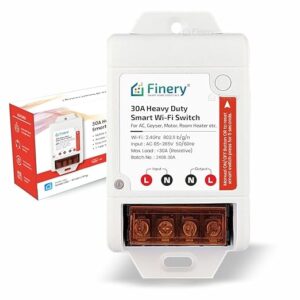 30A WiFi Smart Switch for AC 1-Ton, Geyser, 1-Hp Water Pump (Single Phase), Room Heater Heavy Duty works with Alexa & G Home iOS and Android Smart Life app, White, Push Button, 1_way