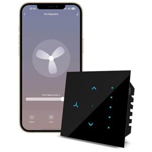 Wi-Fi based Smart Fan Touch Switch for automation, remote and 5 speed control | Compatible with Alexa, Google Assistant & Siri (Black)