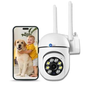 Smart home Wi-Fi Indoor Camera 3MP HD Pan-Tilt Zoom CCTV Camera, Outdoor Indoor Security 2 Way Talk, Color Night Vision, Motion Detection, Multi User View, Support SD Card (Up to 128GB)