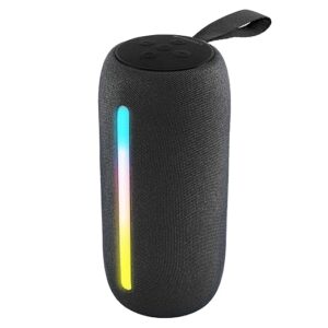 Portable Bluetooth Speaker, 10 Watts, Upto 8 Hours Playback, RGB LED, Call Function, Fabric Finish with Carry Loop, BTv5.3 | TWS | USB | mSD | AUX (Black)