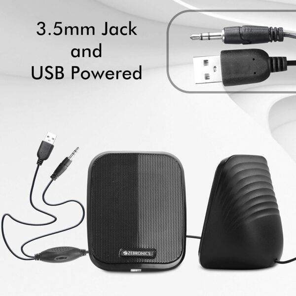 Multi Media Speakers with AUX, USB and Volume Control (Black)