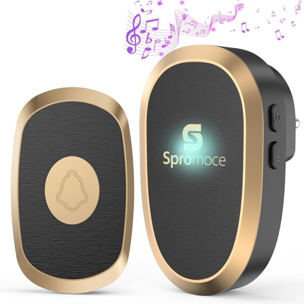 Spromoce Wireless Door Bell for Home, 1000Ft Long Range Calling Bell for Office, IP55 Waterproof Cordless Remote Doorbell with 38 Chimes, 4-Level Volume