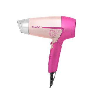 Hair Dryer, 1600 Watts, 2 Speed & 3 Heat Settings, Cool Shot, Foldable Handle, for Men & Women, Pink
