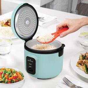 One-Touch Pro Electric Rice Cooker 1.5 Ltr, Automatic Electric Cooker with Food Steamer & Grain Cooker, 400Watts, RiceCooker 1.5 Litre with Steam & Rinse Basket, Aqua