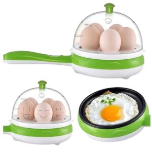 Single Handle egg bowler and Capacity of 7 Eggs Egg Boiling Non-Stick Steamer and Egg Frying Pan Machine 2 in 1 Single Layer Egg Boiler Omelette Maker and Other Egg Variety