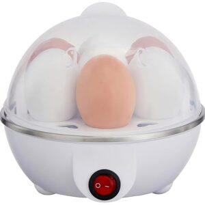 Egg Boiler 7 Eggs | Automatic Steamer & Cooker with LED Indicator | Auto Shut-Off | Measuring Cup & Piercer | Compact Breakfast Appliance for Home Kitchen