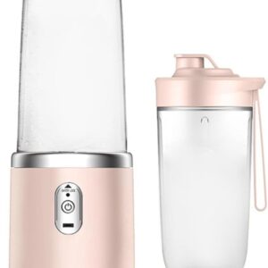 Portable Blender Electric Juicers Fruit Mixers USB Rechargeable Smoothie Mini Personal Juicer 6 Blades 3Gears With 1500 Mah Rechargeable Battery-Smoothie Blender(Pink)