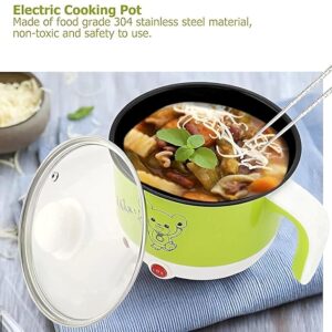 1.5L Electric Multifunction Outer Lid Cooking Pot | Mini Cooker & Steamer for Noodles, Pasta, Rice, Soups | Portable Electric Hot Pot for Home, Office & Travel | Non-Stick Inner Pot-Green