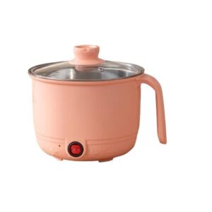 Multipurpose Electric Cooker Pot 1.5L Mini Hot Pot for Cooking Pasta, Soup & Egg Multi Cooker Kettle with Glass Lid Non-Stick Electric Cooking Rice Pot for Kitchen (Peach) (Cooking Pot)
