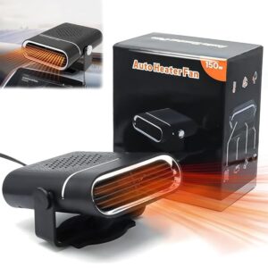 2 In 1 Car Heater 150W 12V DC Portable Heater With 360° Free Rotary Adjustment, Plugs Into Cigarette Lighter, Quick Heating Defrost And Defogger Fan, Ideal For Winter Driving, Multicolor