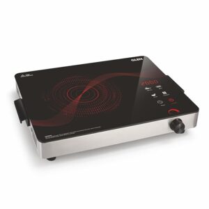 2000W Infrared Cooktop Stove with Grill Rack for Barbecue, Crystal Glass Plate, Digital Display, 3 Preset Cooking Modes, Touch Control, Infrared Hot Plate