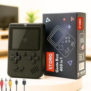 Rechargeable Pocket Video Game for Kids 400 in 1 Retro Game Box Console Handheld Game Box with TV Output - Black