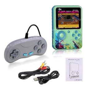 Handheld Game Console with 500 Classic Games 3.0 Inch Screen 1020mAH Rechargeable Battery Support 2 Players and TV Connection Best for Kids Birthday Return Gift - Green