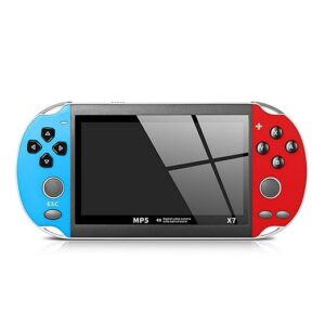 2024 4.3 inch X7 Video Game Console Handheld Game Players Double Rocker 8GB Memory Built in 10000 Games MP5,Blue Red
