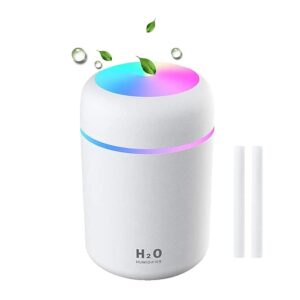 Humidifiers with Colorful Light for Room, Bedroom, Office, Car (White) Don't use Essential, 300 ml