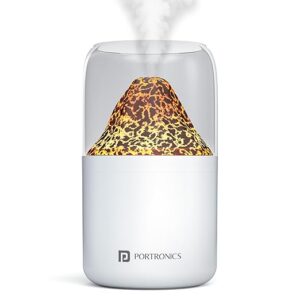 Magma 2-in-1 Volcano Water Mist Humidifier & Night Lamp with Flame & Gradient Light, Type-C Powered, Silent Operation, Dual Mist Modes, 300 ml Tank, Skin Hydration & Easy Breathing, White