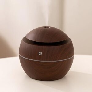 Wooden Style Cool Mist Humidifiers Essential Oil Diffuser Aroma Air Diffuser with Colorful LED RGBs for Car, Office, Babies Room, Humidifiers Home, Ultrasonic Quiet Mist for Room, Dark Brown
