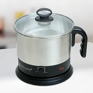Multipurpose Electric Kettle 1.5 Litre, 600 Watts, Stainless Steel Body with Glass Lid, 3 Boiling Modes, for Hot Water, Milk, Tea, Coffee, Cooking Oats, Noodles, Soup, Egg Boiler Machine-Black