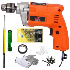 Craft 10mm Electric Drill Machine 400W with 13Pc HSS Drill Bit Set & 2 In 1 Screwdriver | Handheld Power Tool for Wood, Metal, Plastic | DIY Home Repair Kit