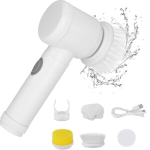 5 in 1 Magic Power Scrubber Handheld Electric Cleaning Brush, 360° Spin Scrubber, with 3 Interchangeable Brushes, for Use in Showers, Bathrooms, Bathtubs, Tiles, Kitchens, Sinks and Corners