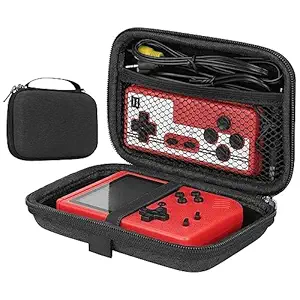 Handheld Game Console Carrying Case, Protective Travel Retro Mini Game Player Box for Charging Cable, Batteries, Earpods, and Gaming Accessories (Dark Gray)