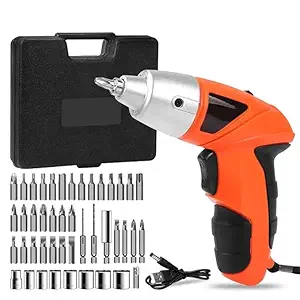 45Pcs Wireless 48V Power Electric Handy Screwdriver With Bits Holder,Usb Rechargeable,Led Light Drill Machine Reversible Function For Home&Diy Use,Black